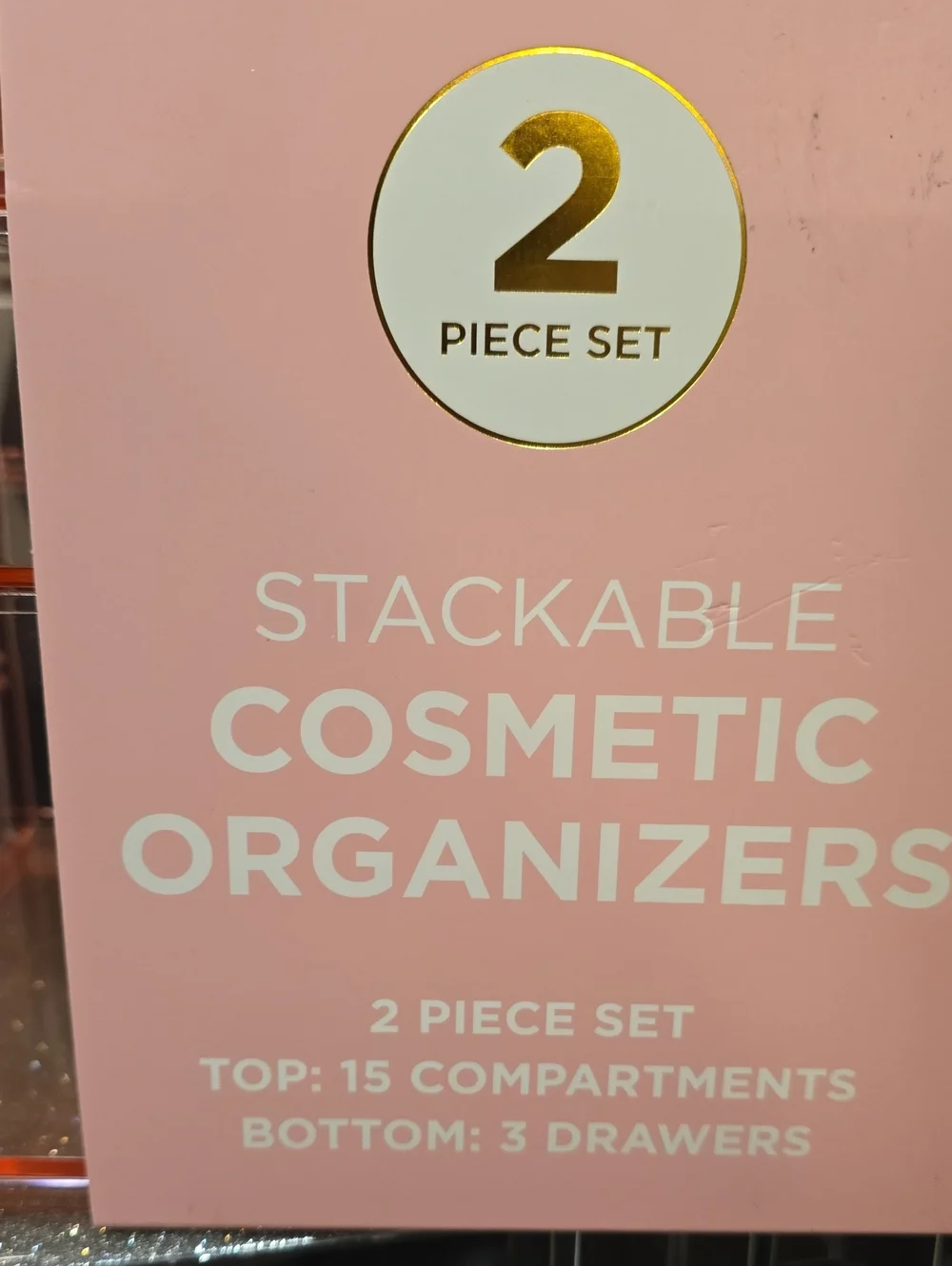 Juicy Couture Home 2-PC Stackable Acrylic Makeup Organizer Set- Pink